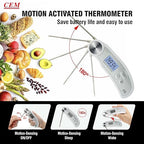 CEM Professional 3X Faster 0.5sec Instant Read Meat Thermometer Digital, High Accuracy ±0.5°F, IP67 Waterproof, 5.9" with Ambidextrous Instant Read Thermometer Backlight Fry Oil Candy Thermometer