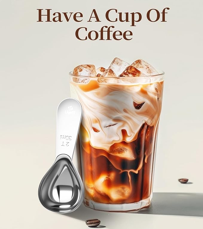 Coffee Scoop Set, 2 Tablespoon Heavy-Duty Measuring Scoop with Short Handle Design for Canisters & Ground coffee, Polished 304 Stainless Steel (2 Pack)
