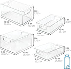 iDesign Stackable Pantry Bins with Handles, 4 Different Sizes, 4 Pack, Clear, Made in USA
