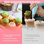FACIACC Dessert Decorating Syringe Set, Stainless Frosting Piping Kit with 7 Piping Tips & 7 Silicone Cupcakes, Dessert Making Tools for Baking Cupcakes, Cookies & Pastries