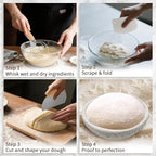 Bread Proofing Basket Set, Round 9 Inch and Oval 10 Inch Banneton Bread Bowl, Sourdough Bread Making Supplies Tools with Bread Lame, Danish Whisk, Bowl Scraper, Sourdough Scraper, Liners