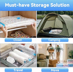 30 Pack Vacuum Storage Bags with Electric Pump, Space Saver Vacuum Storage Bags (5 Jumbo/5 Large/5 Medium/5 Small+10 Roll Up) for Clothes, Travel, Comforters, Blankets, Bedding
