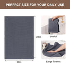 Homaxy 100% Cotton Oversized Waffle Weave Kitchen Dish Towels, Ultra Soft Absorbent Quick Drying Cleaning Towel, 20 x 28 Inches, 6-Pack, Dark Grey