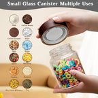 Small Glass Coffee Jars with Top Screw Lid Round Storage Canister Clear Glass Food Jar for Pantry Sugar Tea Coffee Bean Spice Nuts Cookies Bath Salts (2×300ml(10oz))