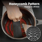Hybrid Nonstick Saucepan Set of 2 with Lids 1.5 QT and 3 QT, Stainless Steel Honeycomb Pans with Side Pour Spouts,Compatible with All Cooktops,Dishwasher and Oven Safe