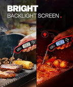 Meat Thermometer Digital - Instant Read Food Thermometer for Cooking Grilling, Candy, Air Fryer, Griddle Probe Kitchen Gadgets Essentials BBQ Accessories, Gifts for Him, Red