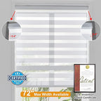 Persilux Zebra Blinds for Windows - Cordless, Room Darkening (52" W x 72" H, White) Light Control for Day and Night, Privacy Window Treatment