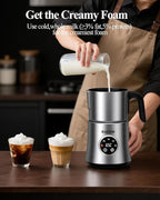 5 in 1 Electric Milk Frother: 16.9oz/500ml Large Capacity Dishwasher Safe Milk Steamer for Hot & Cold Milk Froth - Automatic Milk Frother & Warmer for Latte, Cappuccinos, Macchiato, Hot Chocolate