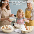 Banneton Bread Proofing Basket Banneton Basket Set Sourdough Proofing Basket Round Proofing Bowls Handmade Rattan Baskets and Liners (Oval of 2 Gift Set)