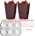 Large size Brown Tulip Baking Cups 2-1/4"(Base diameter) x 4"(Wall height) Greaseproof paper baking cupcake Muffin liners, Case of 130 pcs