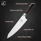 imarku Japanese Chef Knife, 8 Inch Damascus Kitchen Knife, Chef's Knives with Unique Design Wood Handle, Powder Steel Forged Super Sharp Knife With Gift Box, Birthday Gift&Christmas Gift for Families