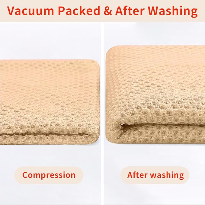Homaxy 100% Cotton Waffle Weave Kitchen Dish Cloths, Ultra Soft Absorbent Quick Drying Dish Towels, 12 x 12 Inches, 12-Pack, Apricot