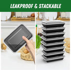 50 Pack (100-Piece) 28 oz Meal Prep Containers Reusable with Lids, Sturdy Leakproof & Food Safe, Microwave, Freezer, Dishwasher Safe Prep Containers, To Go Take Out Plastic Food Storage