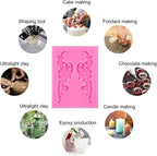 Rainmae 7 Pcs Baroque Fondant Silicone Molds, Relief Flower Lace Chocolate Mould, Scroll Lace Clay Mold, Filigree Mold 3D Sculpted Decoration, Cupcake Topper, Jewelry, Polymer Clay, Crafting Projects