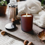 8 OZ Thick Candle Jars for Making Candles 15 Pcs, Empty Amber Jars with Wood Lids for Candle Making, Sample Container, Frosted Brown