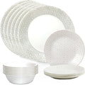 Corelle Vitrelle 18 Piece Glass Dinnerware Sets Service for 6, Triple Layer Chip & Crack Resistant Glass Plate and Bowl Sets, Knox