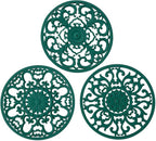 Extra Thick Silicone Trivet Mat for Hot Dishes, Hot Pots and Pans, Pot Holder, Hot Pad to Portect Your Table and Countertop, Kitchen Decor and Accessories,Malachite Green,Set of 3