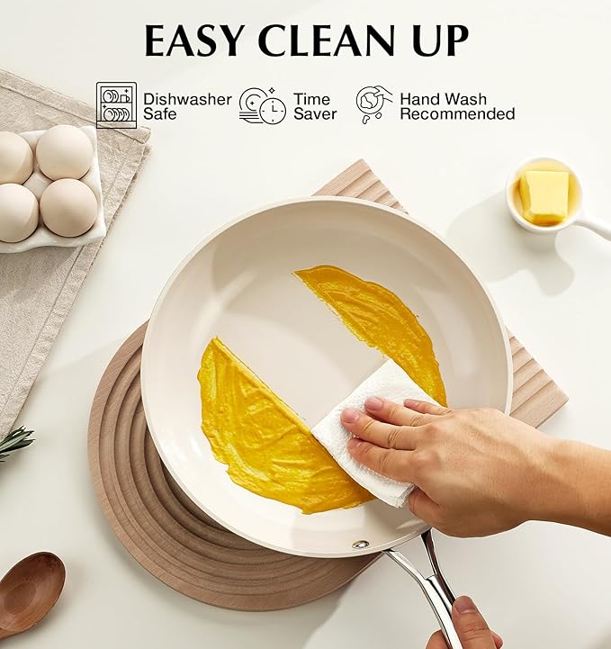 KOCH SYSTEME CS 8 Inch Nonstick Frying Pan Skillet, Non Stick Ceramic Frying Pan with Stay-Cool Stainless Steel Handle, Induction Compatible Egg Pan, PFOA Free, Dishwasher Safe & Oven Safe, Green
