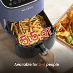 TOPZEE Air Fryer 12-in-1, Compact & Large 5.5-Qt Airfryer, 100-400℉ Precise Heat, 360°Hot Air Circulation, 95% Less Oil, Quick Easy Meals, Bake, Dry, Reheat, Frozen, Broil, Proof