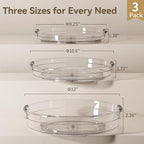 LAMU 3 Pack Lazy Susan Organizer Turntable for Cabinet, Pantry Organizers and Storage, Rotating Condiment Organizer for Kitchen, Table Top, Fridge, Countertop, Spice Organization, 9.25'' 10.6'' 12''