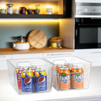 4pcs Clear Storage Bins Clear Storage Containers for Kitchen Pantry Organization, Organizing Bins with Built in Handles, Cabinet Organizers