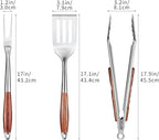 FJNATINH Heavy-Duty Grilling Accessories Rose Wooden BBQ Grilling Tools Set,Outdoor Grill Set with Spatula, Fork & Tongs,Essential Accessories for Barbecue & Grill. Ideal Gift for Men