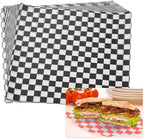 PATIKIL 8.7" x 8.7" Waxed Paper Sheets, 100Pcs Square Pattern Oil-absorbing Dry Food Wrapping Paper for Bakery Coffee Shop Home Baking Kitchen DIY, Black