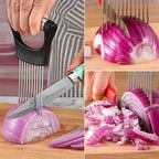 Stainless Steel Onion Holder for Slicing, Lemon Slicer Onion Cutter, Vegetable Cutter for Potato and Tomato, Avocados, Eggs, Food Slicer Assistant Tool for Fruit and Meat