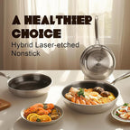 Hybrid 10 inch Stainless Steel Non Stick Skillet,Frying Pans Nonstick, PFOA Free Cookware, Dishwasher and Oven Safe, Induction Compatible