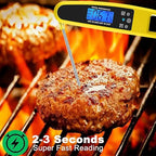 Instant Read Meat Thermometer for Kitchen Cooking, Ultra Fast Precise Waterproof Digital with Backlight, Magnet and Foldable Probe for Food,Deep Fry, Outdoor BBQ, Grill(Yellow)