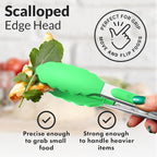 Zulay Stainless Steel Kitchen Tongs with Silicone Tips - Set of 2 (9” & 12”) Locking Cooking Tongs with Non-Slip Grip - Heat Resistant, BBQ Food Tongs for Non-Stick Cooking Pans (Silver/Light Green)