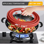 Collapsible Microwave Splatter Cover - Vented Silicone & Glass Lid with Easy-Grip Handle, Fits 6 to 11 Inch Plates & Bowls, 11.8 Inch Diameter, Prevents Splatters & Ensures Even Heating