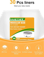 SMARTAKE Slow Cooker Liners, Small Size 13"x 15" Disposable Cooking Bags, Fit 1.5QT to 3QT for Slow Cooker, Cooking Trays, Suitable for Oval & Round Pots, 30 Liners