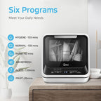 Midea MDC17P0ABB Portable Countertop Mini 5L Built-in Water Tank, No Hookup Needed, 6 Programs, 360° Dual Spray, 162℉ High-Temp& Air-Refresh Function, Dishwasher for Apartments& RVs, Black