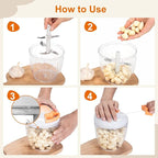 Manual Food Processor Vegetable Chopper, Portable Hand Pull String Garlic Mincer Onion Cutter for Veggies, Ginger, Fruits, Nuts, Herbs, etc., 900ml
