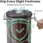 Veken Coffee Canister, 39OZ Large, Airtight Stainless Steel Food Storage Container for 2.2lbs Coffee Beans,Ground, Sugar,Espresso,Rice,Tea,Flour, Cereal,Home Kitchen Pantry Bar Accessories, Gifts,Gray