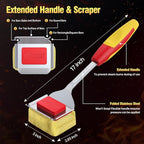 Grill Brush Bristle Free for Outdoor Grill, Steam Grill Cleaning Brush Replaceable BBQ Cleaner Brush Head,Extended Handle, Safe Grill Brush with Scraper for Cast Iron Stainless-Steel Grates,Red