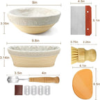 Sourdough Bread Baking Supplies: 9 Inch Round & 10 Inch Oval Banneton Bread Proofing Baskets w/Liner, Bread Lame, Dough Scrapers, Cleaning Brush, Artisan Bread Making Gifts for Bakers