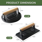 Cast Iron Smash Burger Press (2PCS),Grill Bacon Meat Press Tool,Perfect for Blackstone, Camp Chef, Weber Grills & Indoor Griddles – BBQ & Cookout Must-Have (Round & Rectangle -Grooved)
