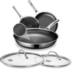 Hybrid Pans Set Nonstick with 2Lid, 8&10&12 Inch Nonstick Frying Pans Set, Dishwasher Induction Oven Broiler Safe Stainless Steel Skillet, PFOA Free Kitchen set