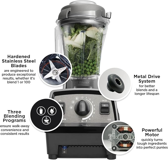 Vitamix Propel 510 Blender with Simply Smoothies Cookbook, 3 Preset Blending Programs, Professional-Grade, 48-oz Container, Slate