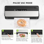 Bonsenkitchen Vacuum Sealer Machine, Multi-Functional Food Sealer with 1 Roll Bag & 50 Vacuum Bags, Built-in Cutter | Bag Storage, Black-Silver