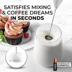 Zulay Kitchen Milk Frother Handheld Electric Whisk with AA Duracell Batteries – Durable Drink Mixer for Coffee, Lattes, Cappuccinos & More - Gray