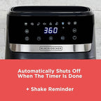 BLACK+DECKER Purifry 4QT Air Fryer, Timer with Auto Shut-off and Shake Reminder, Digital LED Touchscreen and 9 Presets, 1300W up to 400 F, Dishwasher Safe Parts