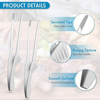 Patelai Korean and Japanese BBQ Tongs Non Slip Cooking Utensils Stainless Steel Tongs for Serving Food, Salad, Camping, Barbecue, Buffet, Oven with Support Stand(Silver,8 Pieces)