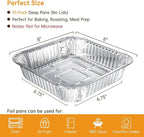 Aluminum Pans 8x8-10 Pack Disposable Foil Pans, Heavy Duty Aluminum Roasting Trays for Baking, Cooking, Heating, Storing, Prepping Food