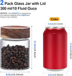Small Glass Coffee Jars with Top Screw Lid Round Storage Canister Clear Glass Food Jar for Pantry Sugar Tea Coffee Bean Spice Nuts Cookies Bath Salts (2×300ml(10oz))