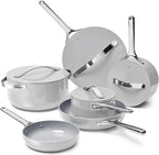 Caraway Deluxe Non-stick Ceramic Cookware Set (16 Piece) Pots, Frying Pans, Lids and Kitchen Storage - PFAS & PFOA Free - Oven Safe Pan Set & Compatible with All Stovetops - Gray