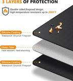 Fireproof Grill Mat for Blackstone, Outdoor Under Grill Mats for Deck Protector, 48 x 30 inch Heat Resistance BBQ Pad, Protects Floors Decks Patios from Sparks Embers Hot Oil, Gloss Black