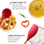 Silicone Cooking Utensils Set 5Pcs Non-Stick Silicone Kitchen Utensils for Cooking, Heat Resistant Kitchen Gadgets Spatula Spoon Turner Set with Wooden Handles for Non-Stick Cookware BPA Free